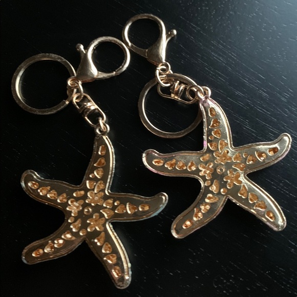 Rhinestone Starfish Bag Charm / Keychain Pink OR Blue - Picture 10 of 10
